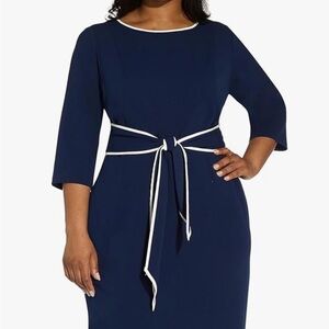 NWT Adrianna Papell Blue Dress with White Accents